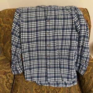 MK blue plaid mens button down